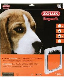 Zolux 4 pozīciju durvju caurums vidēja lieluma suņiem, balts