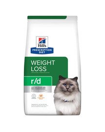 HILL'S Prescription Diet Feline r/d Weight Reduction Diētiskā sausā barība kaķiem ar lieko svaru un aptaukošanos, liek justies sātīgākiem ilgāk 3kg