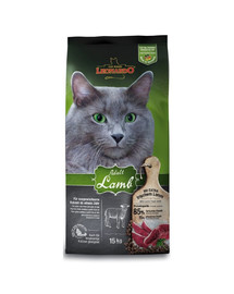 LEONARDO Adult Lamb & Rice 15 kg Sausā kaķu barība ar jēra gaļu un rīsiem pieaugušiem kaķiem (no 1 gada).