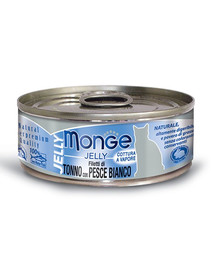 MONGE Jelly kaķu barība ar tunci un baltajām zivīm 80 g