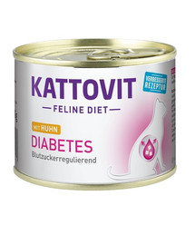 KATTOVIT Feline Diebetes diabēta diēta, vistas gaļa 12 x 185 g
