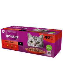 WHISKAS Classic Meals mitrā pilnvērtīga barība pieaugušiem kaķiem mērcē 40x85 g