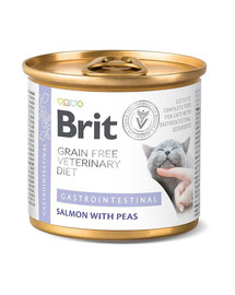 BRIT Veterinary Diet Kuņģa un zarnu trakta diēta ar lasi un zirņiem kaķiem 200 g