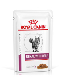 ROYAL CANIN Renal Feline beef 24 x 85 g mitrā barība kaķiem ar hronisku nieru mazspēju