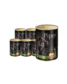 DOLINA NOTECI PIPER ar brieža gaļu un ķirbi mitrā barība pieaugušiem suņiem 24x400 g