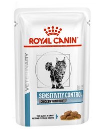 ROYAL CANIN Cat Sensitivity vistas gaļa ar rīsiem 85 g x 24 gab. mitrā barība pieaugušiem kaķiem ar nevēlamām pārtikas reakcijām