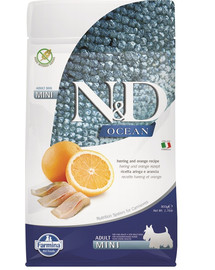 FARMINA N&D Ocean canine Herring & Orange Adult Mini pieaugušiem mazo šķirņu suņiem 800 g