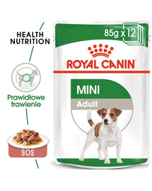 ROYAL CANIN Mini Adult 4x12x85g mitrā barība mazo šķirņu suņiem līdz 10 kg