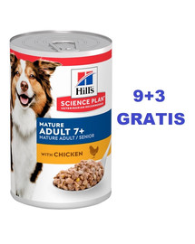 HILL'S Science Plan Canine Mature Adult Chicken 370 g vecākiem suņiem ar vistas gaļu 9+3 Bezmaksas