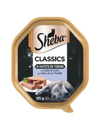 SHEBA Classics 85g ar teļa un vistas gaļu - mitra pastēte kaķiem
