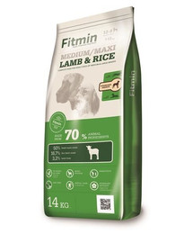 FITMIN Medium Maxi lamb&rice ar jēra gaļu un rīsiem vidējiem un lieliem suņiem 14 kg + 2 našķi BEZMAKSAS