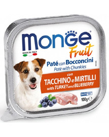 MONGE Fruit Dog Pastēte suņiem ar cūkgaļu un mellenēm 100g