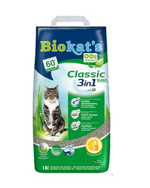 BIOKAT'S Classic 3 in 1 Fresh bentonīta kaķu pakaiši, svaigas zāles aromāts 18 L