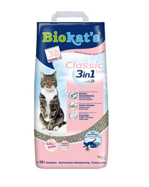 BIOKAT'S Classic Fresh 3 in 1 bentonīta aromatizēti tualetes pakaiši 10 l