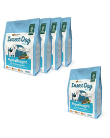 GREEN PETFOOD InsectDog Hypoallergen 5x900g pieaugušiem suņiem, kas cieš no barības nepanesības vai hroniskām alerģijām.