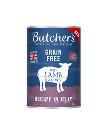 BUTCHER'S Original Recipe in Jelly, suņu barība, gabaliņi ar jēra gaļu želejā, 6 x 400g