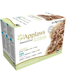 APPLAWS Applaws Cat Tin Multipack Kitten Selection 6 x 70 g jaukta garša mitrā kaķu barība ar zivīm un vistu