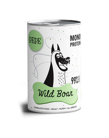 PAKA ZWIERZAKA PEPE Wild Boar 99% (brieža gaļa) 6x400 g