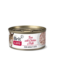 BRIT CARE Cat tuna with chicken 24 x 70 g tuncis ar vistu un pienu kaķiem