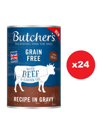 BUTCHER'S Original Recipe in Gravy izcirtņi ar liellopu gaļu mērcē suņiem 24 x 400g