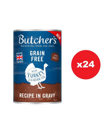 BUTCHER'S Original Recipe in Gravy, barība suņiem, gabaliņi ar tītaru mērcē 24 x 400g