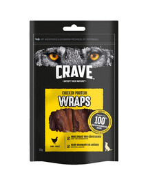 CRAVE Wraps Vistas gaļas 10x50g proteīna kārums bez graudiem pieaugušiem suņiem
