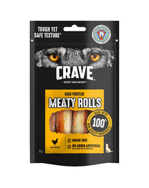 CRAVE Meaty Rolls Vistas gaļa 8x50g bez graudaugiem, proteīna kārums pieaugušiem suņiem