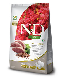 FARMINA N&D Quinoa Dog Neutered Adult Madium & Maxi 2 x 12 kg + FLEXI New Comfort L lenta 8 m BEZMAKSAS