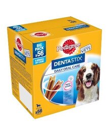 PEDIGREE DentaStix (vidējas šķirnes) zobu kārumi suņiem 56 gab. - 8x180g + zeķes BEZMAKSAS
