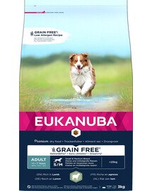EUKANUBA Grain Free S/M Adult Jēra gaļa 3 kg pieaugušiem mazu un vidēju šķirņu suņiem