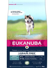 EUKANUBA Grain Free L Adult Jēra gaļa 3 kg pieaugušiem lielo šķirņu suņiem