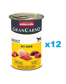ANIMONDA Gran Carno Adult with Chicken 12x400 g ar vistas gaļu pieaugušiem suņiem