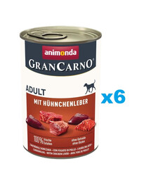 ANIMONDA Gran Carno Adult with Chicken liver 6x400 g ar vistas aknām pieaugušiem suņiem