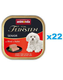 ANIMONDA Vom Feinsten Senior with Beef, Chicken 22x150 g ar liellopu gaļu un vistas gaļu vecākiem suņiem