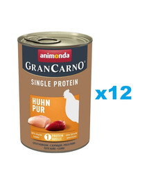 ANIMONDA Gran Carno Single Protein Adult Chicken Pur 12x400 g vistas gaļa pieaugušiem suņiem