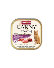ANIMONDA Carny Country Adult Beef&Lamb&Pheasant 100 g liellopu gaļa, jēra gaļa un fazāns pieaugušiem kaķiem