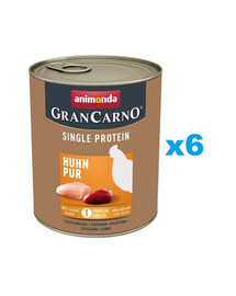 ANIMONDA Gran Carno Single Protein Adult Chicken pur 6x800 g vistas gaļa pieaugušiem suņiem
