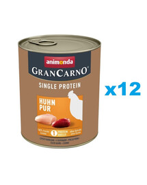 ANIMONDA Gran Carno Single Protein Adult Chicken pur 12x800 g vistas gaļa pieaugušiem suņiem