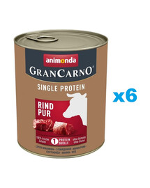 ANIMONDA Gran Carno Single Protein Adult Beef pur 6x800 g liellopu gaļa pieaugušiem suņiem