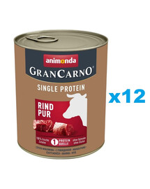 ANIMONDA Gran Carno Single Protein Adult Beef pur 12x800 g liellopu gaļa pieaugušiem suņiem