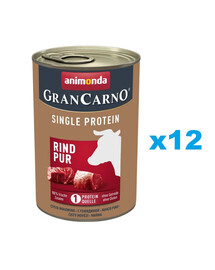 ANIMONDA Gran Carno Single Protein Adult Beef Pur 12x400 g liellopu gaļa pieaugušiem suņiem