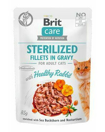 BRIT Care Sterilised Fillets in gravy 24 x 85 g truši mērcē kastrētiem kaķiem