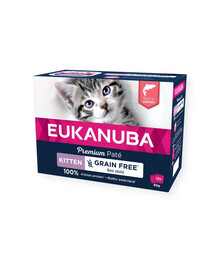 EUKANUBA Grain Free Kitten pastētē Laši 12 x 85 g