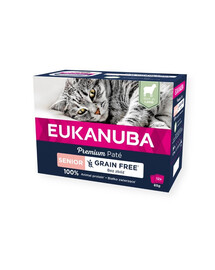 EUKANUBA Grain Free Senior pastēte vecākiem kaķiem Jēra gaļa 12 x 85 g