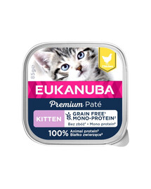 EUKANUBA Grain Free Kitten Monoproteīnu pastēte kaķēniem Vistas gaļa 16 x 85 g