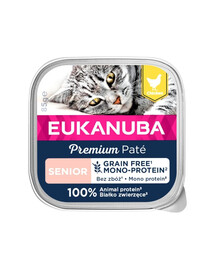 EUKANUBA Grain Free Senior Monoproteīnu pastēte vecākiem kaķiem Vistas gaļa 16 x 85 g