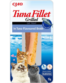 INABA Tuna fillet in tuna flavoured broth 15g tunča fileja tunča aromatizētā buljonā kaķiem