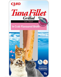 INABA Tuna fillet in crab flavoured broth 15g tunča fileja krabju buljonā kaķiem
