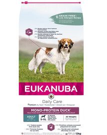 EUKANUBA Daily Care S-XL Adult Kaczka 12 kg monoproteīnu barība pieaugušiem suņiem