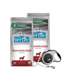 FARMINA Vet Life Gastrointestinal Dog 12 kg Barība suņiem ar gremošanas problēmām + FLEXI New Comfort L lenta 8m BEZMAKSAS